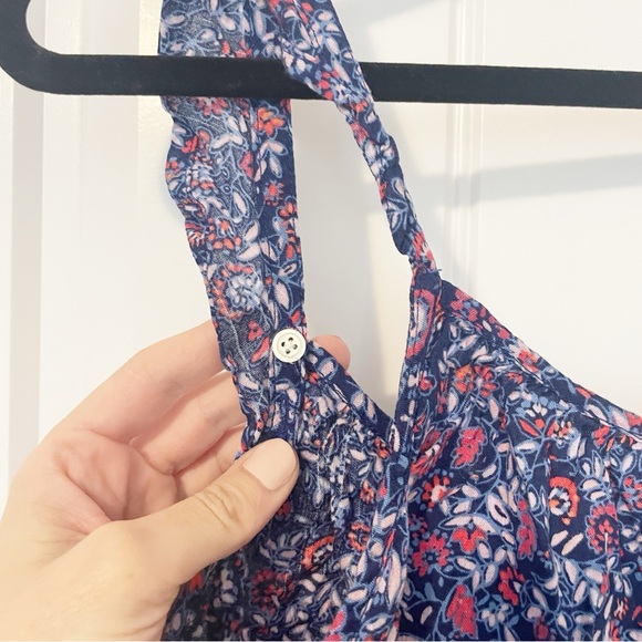 GAP Factory Flutter Sleeve Print Tank Top in Blue Floral Size Small - Picture 6 of 12